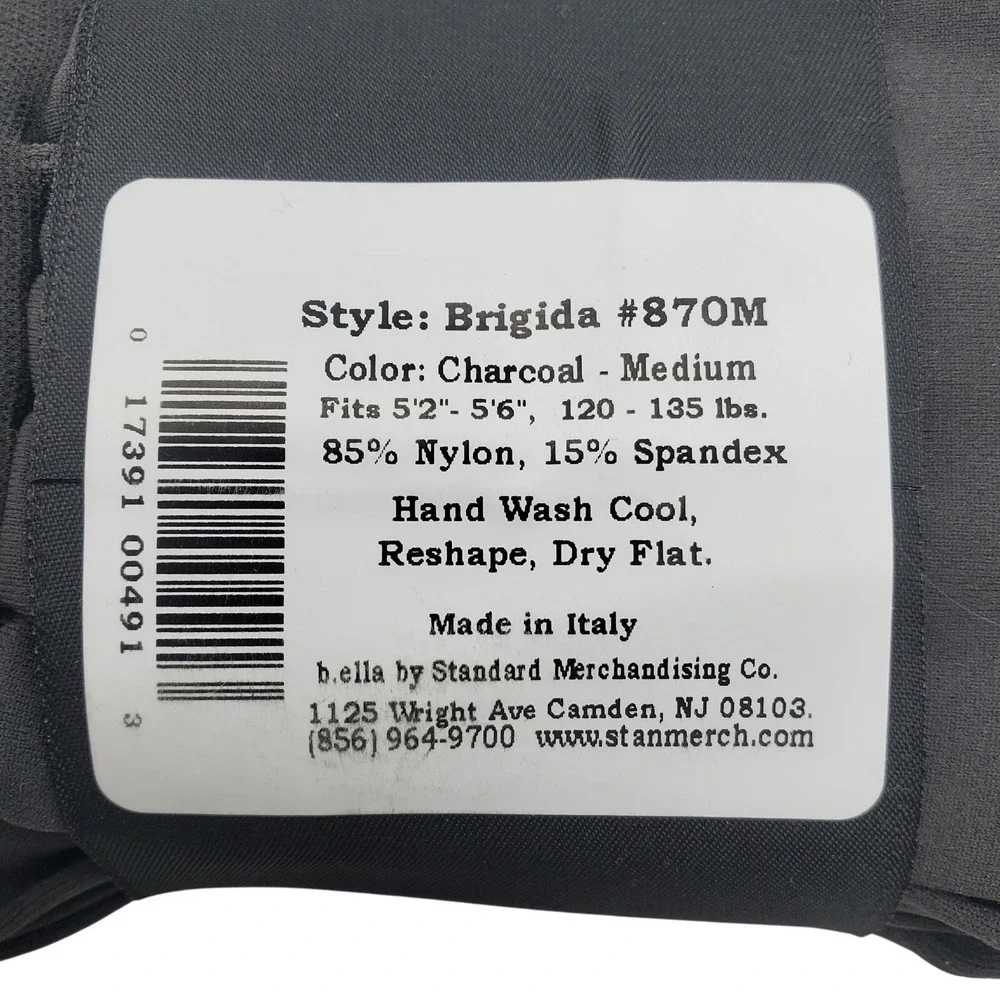Dark Gray FOOTLESS Nylon Tights Medium Charcoal Opaque B.ella Brigida Fall M NEW
